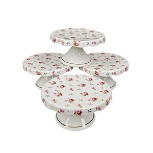 GRACE TEAWARE PORCELAIN CUPCAKE STANDS – SET OF 4 – VINTAGE FLORAL DESIGN